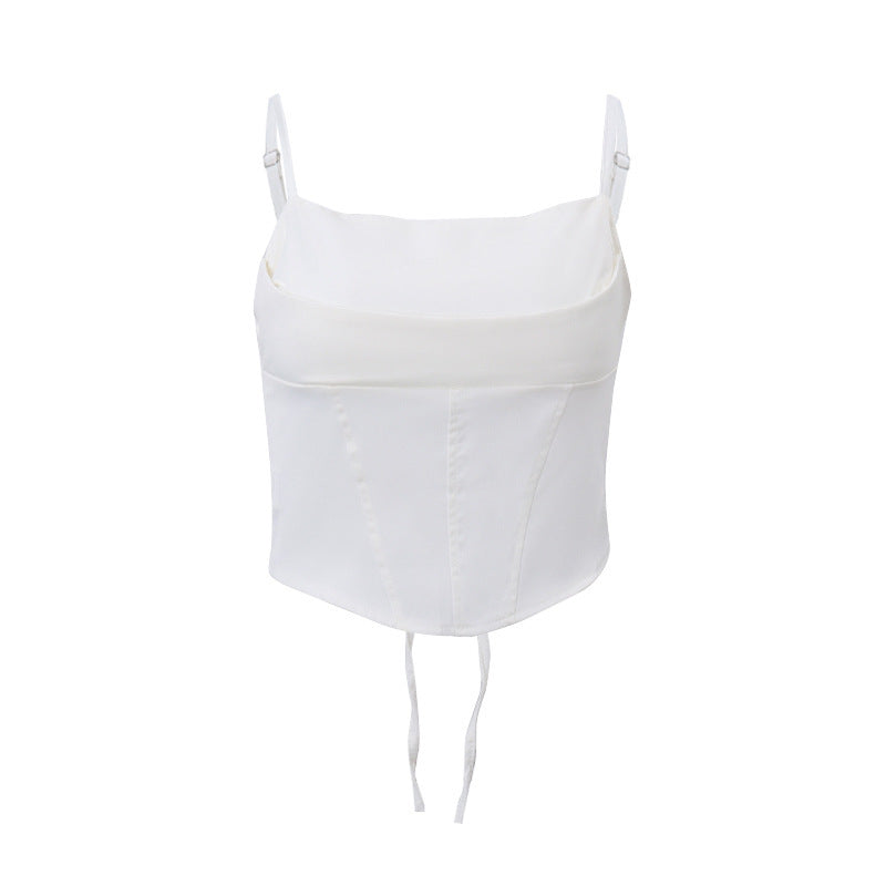 Sexy satin fishbone tube top2026Hot girl summer back-tie crop top with waist-cinching design, pure and alluring camisole