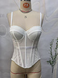European and American style cross-border mesh fishbone corset, waist-cinching, slimming, shaping camisole with built-in bra, outerwear, shaping top for women