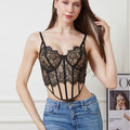 European and American French-style sexy fishbone color-blocked lace camisole with a beautiful back and slim fit for women