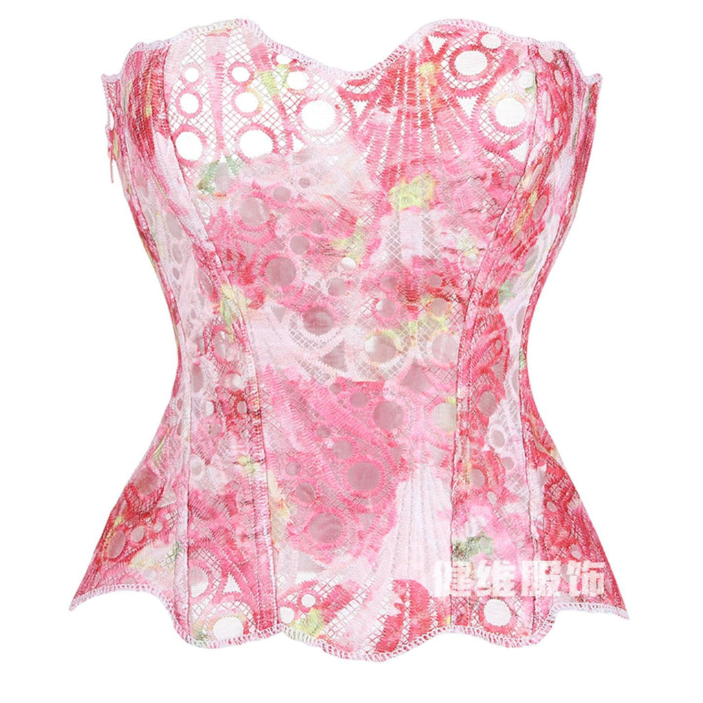 Factory supply new sexy semi-transparent water-soluble floral push-up waist-cinching corset for women, hot girl fishbone bra