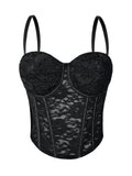 European and American style sexy lace camisole with built-in bra, backless design, fishbone corset, slim-fit, can be worn as an inner layer or outer garment, strapless top