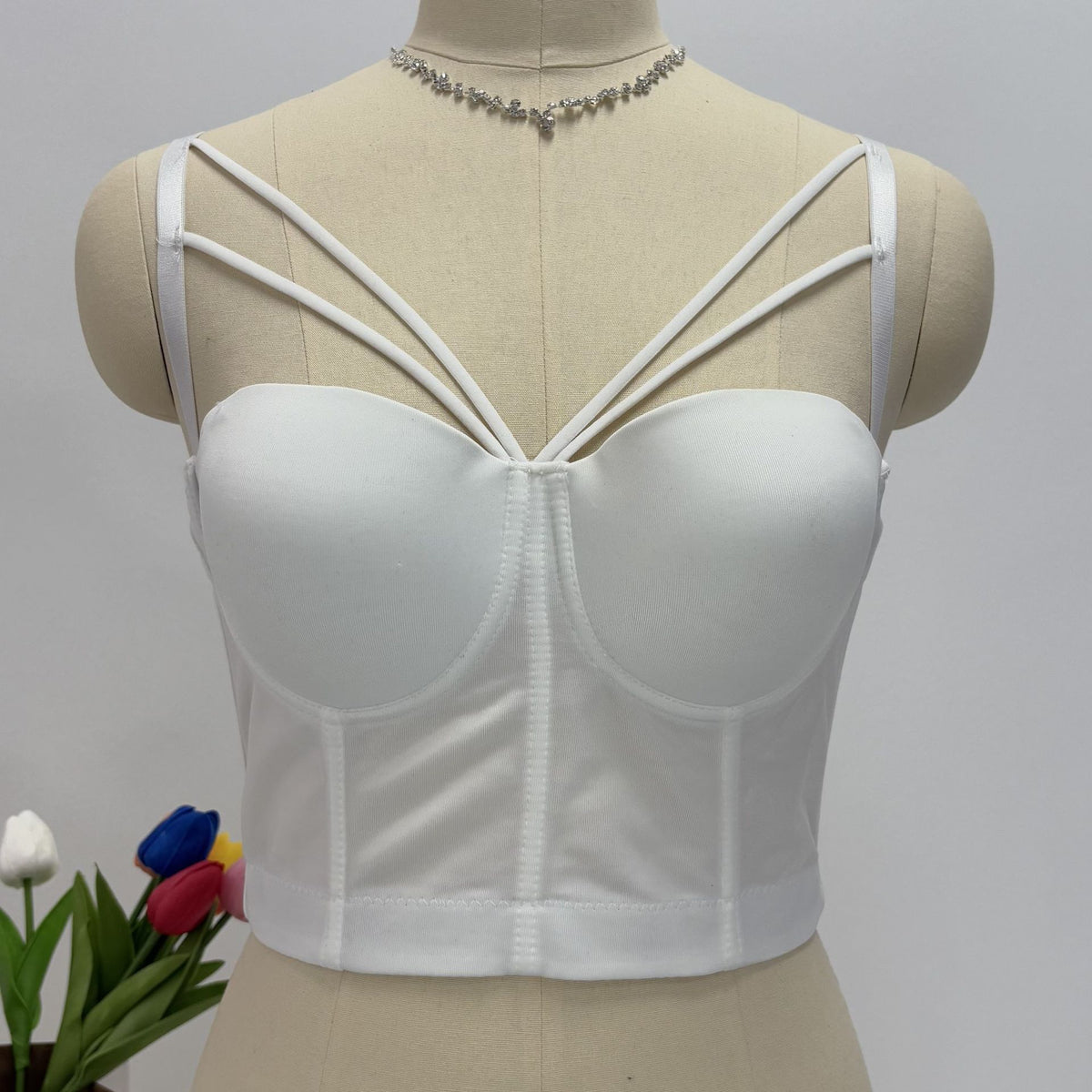 Cross-border foreign trade, suitable for wearing as an outer layer, tight-fitting camisole, plus-size red fishbone-patterned bra, waist-cinching top, fishbone tube top