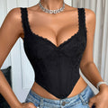Amazon French-style, delicate and sweet lace-trimmed fishbone corset, short shaping camisole, pure and alluring tank top