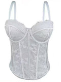 New cross-border European and American style black lace camisole, a high-end piece that can be worn as an inner layer or as an outer garment, designed to shape and enhance the bust with its fishbone support
