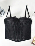 European and American cross-border hot-selling sexy lace-up see-through sheer fishbone corset top for a hot girl look