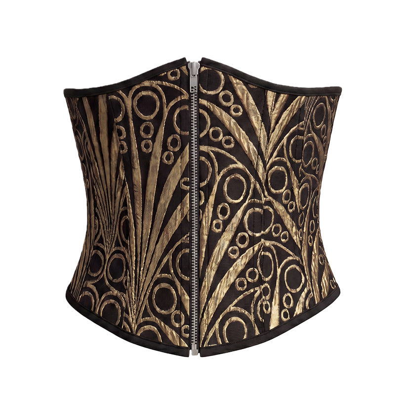 European and American palace-style shapewear with a fishbone zipper, custom-made double-layered patchwork print, and a shaping waist cincher