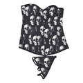 Skull French court fishbone corset, worn over a tube top, retro waist-cinching vest with back ties, shaping and body-sculpting garment