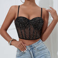 European and American cross-border trade, steel-rimmed, low-cut, mesh, fishbone-patterned, sequined, short top, starry sky gradient, can be worn as outerwear, sleeveless