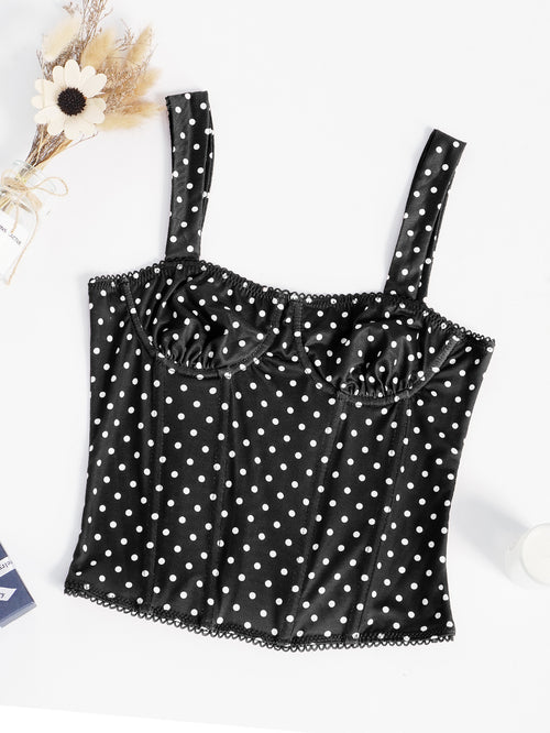 Amazon2026New in stock: European and American style, trendy polka dot print, fishbone-patterned, underwire, halter-neck top, bra, and lingerie