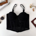Cross-border best-selling sexy camisole with ruched cups, padded, asymmetrical, slim-fit, elastic mesh, and fishbone design
