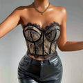European and American cross-border street style sexy fishbone corset top with lace trim and underwire1211