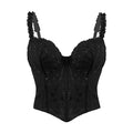 European and American style hollow-out bustier, featuring an irregular floral pattern, a retro French design, and a fishbone structure for a slimming effect on the waist and chest