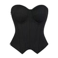 Cross-border small suit with built-in underwire cups, striped suit fabric, side zipper, and fishbone corset top for women