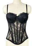 Cross-border best-selling lace-up fishbone corset, fashionable and sexy camisole with built-in bra, a trendy and figure-hugging top for stylish women