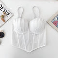 Sexy and versatile shell cup fishbone bra with an irregular design, slimming and figure-hugging camisole with a buttoned inner layer