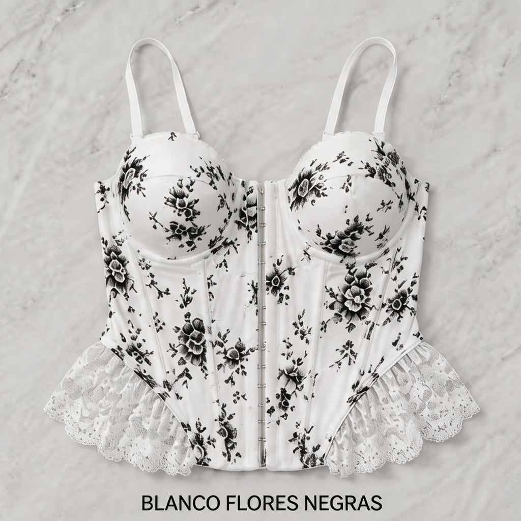 European and American cross-border hot girl style French fishbone print camisole with a sexy open back and lace trim, women's top