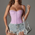 European and American foreign trade fishbone sexy halter top for hot girls, front-buttoned, underwire, waist-cinching, adjustable, push-up, and bust-enhancing