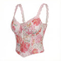 New cross-border European and American high-quality fishbone corset, sexy lace embroidered floral corset, outerwear, waist-cinching, and body-shaping top