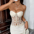 Cross-border foreign trade French-style high-end niche design embroidered fishbone pure desire backless strapless top71202