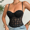 New cross-border European and American style black lace camisole, a high-end piece that can be worn as an inner layer or as an outer garment, designed to shape and enhance the bust with a fishbone corset style
