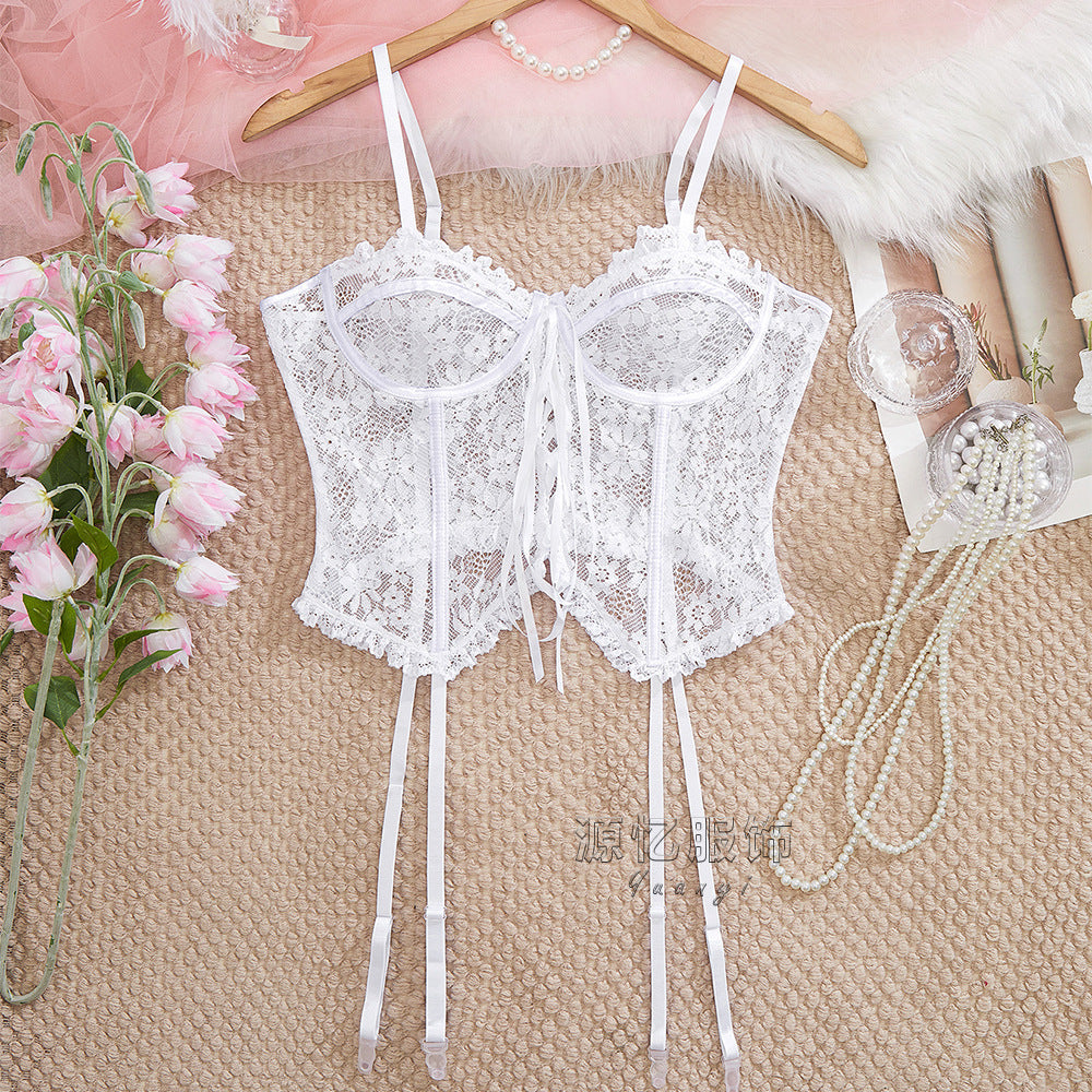 Pure Desire Lace Underwire Push-Up Fishbone Waist Cincher Garter Sexy Shapewear Top for Inner or Outer Wear, Plus Size for Export
