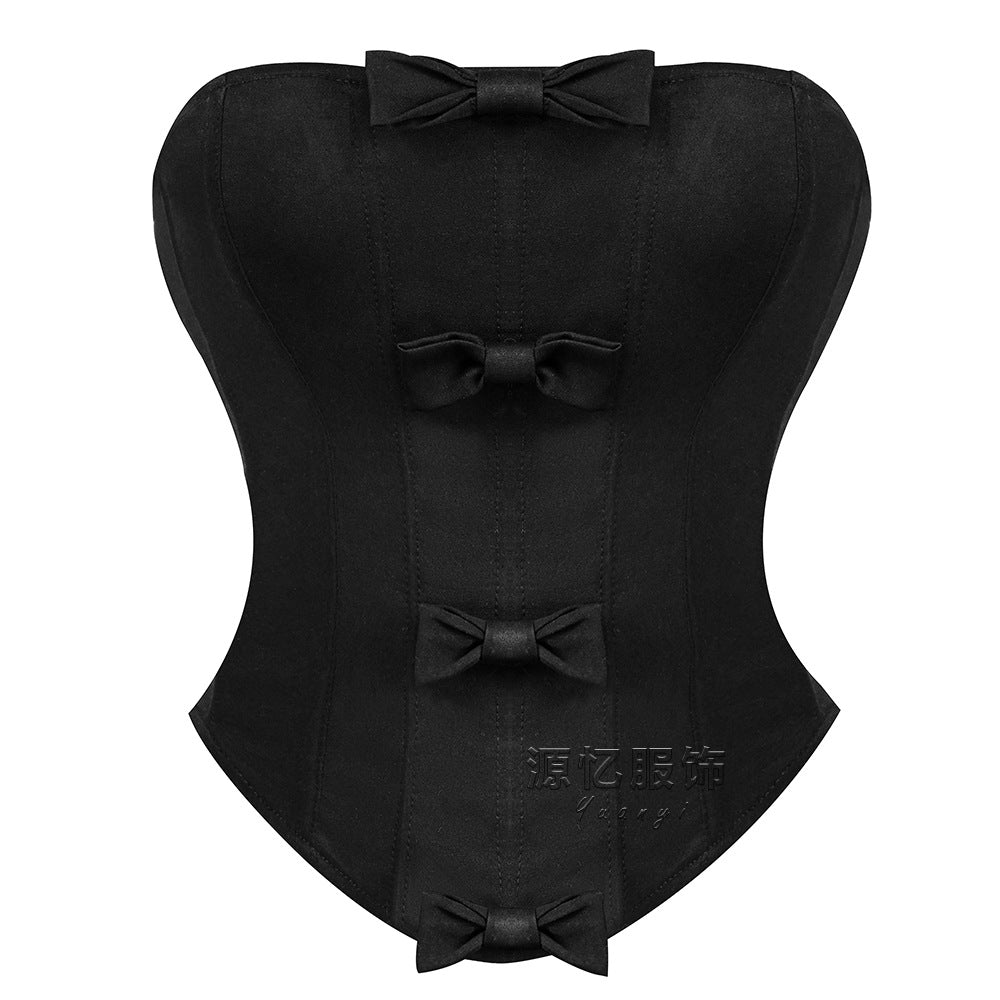 Factory wholesale bow-tie tube top shapewear, European and American style, sweet and cool, for slimming and tummy control, with fishbone support, suitable for wearing as outerwear