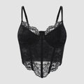 European and American style sexy lace underwire diamond-patterned fishbone cutout see-through hot girl slim-fit camisole for women with lace straps