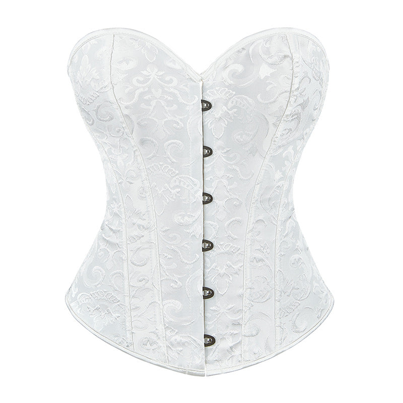 European and American cross-border best-selling retro floral jacquard corset, featuring a court-style design with fishbone boning for waist shaping and a sculpting bust