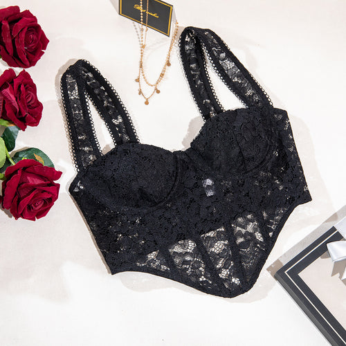 2024New high-quality fishbone corset, sexy sheer top, versatile camisole Bustiers