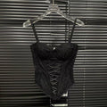 American-style sexy hot girl slim-fit fishbone camisole2025Spring and summer pure desire style lace strap waist-cinching tube top