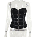 CF24222Summer2024New Cross-border European and American style sexy hot girl versatile fishbone strapless top with leather buckle for women