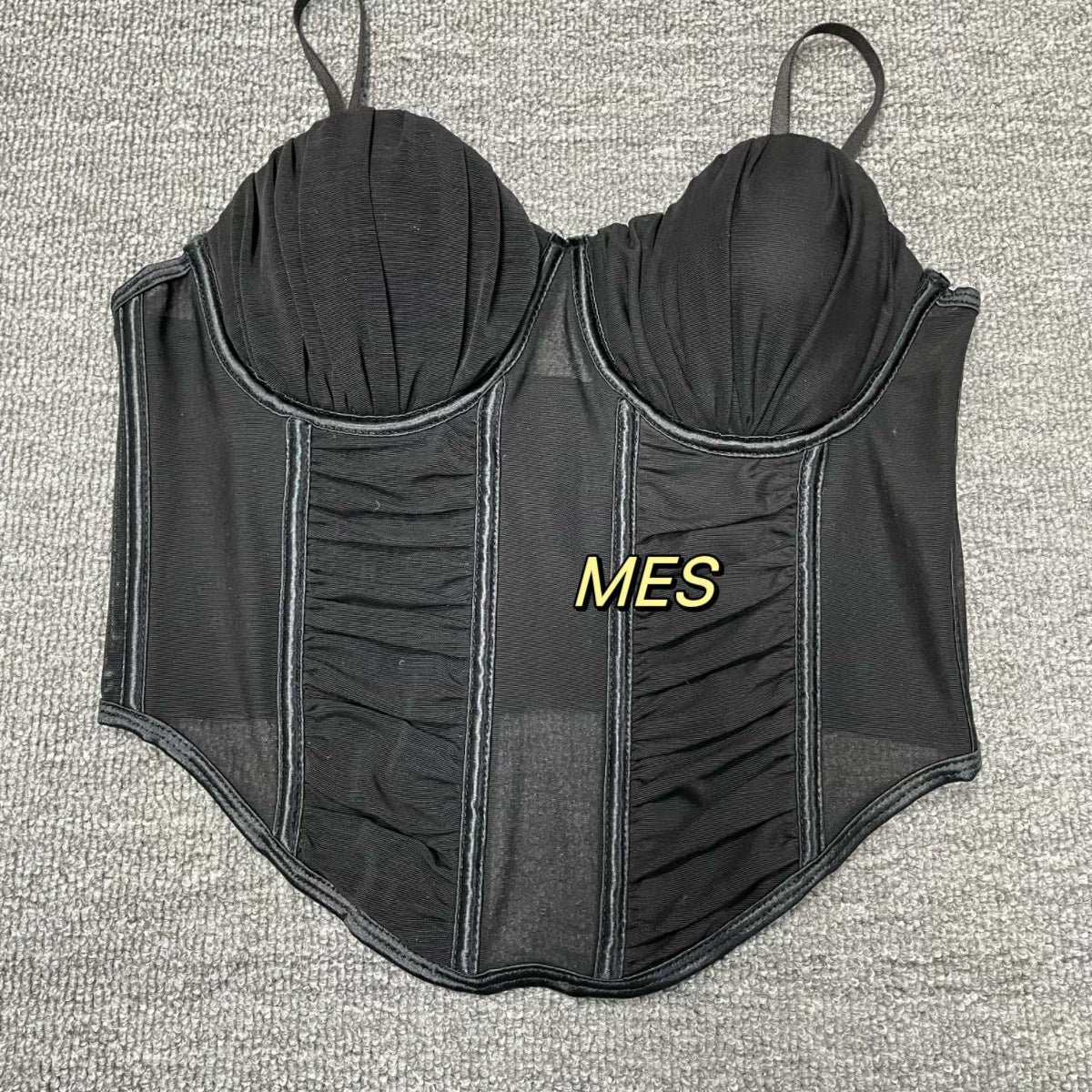 Cross-border new European and American style sexy mesh fishbone strapless top with back button closure, elastic short fashion innerwear