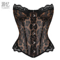 Cross-border e-commerce: leopard print mesh lace shapewear Metal buckle tight-fitting fishbone corset from the source manufacturer