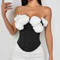 Cross-border foreign trade European and American sexy three-dimensional floral tube top, glamorous, slimming, and figure-enhancing, with underwire and fishbone design Y156